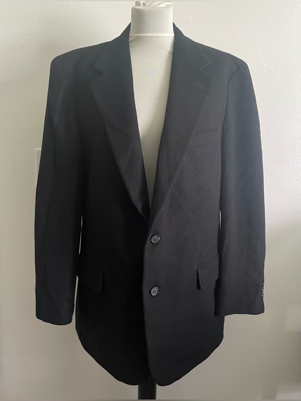 Brooks Brothers Men Suit Jacket 43 Regular Black 100% Camel Hair Two Buttons